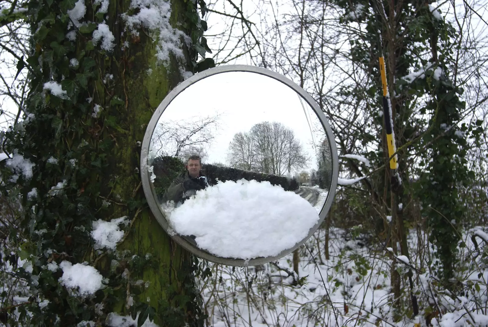 A reflection in a mirror, from Snow Days, Brome, Suffolk - 22nd November 2008