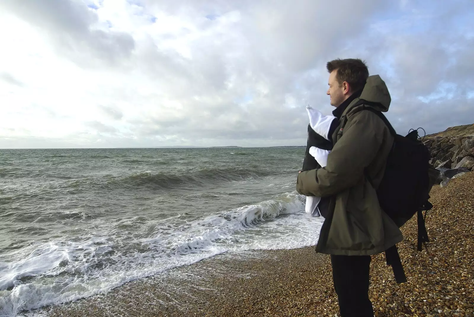 Nosher looks out to sea, from A Trip to New Milton and Barton-on-Sea, Hampshire - 27th November 2008