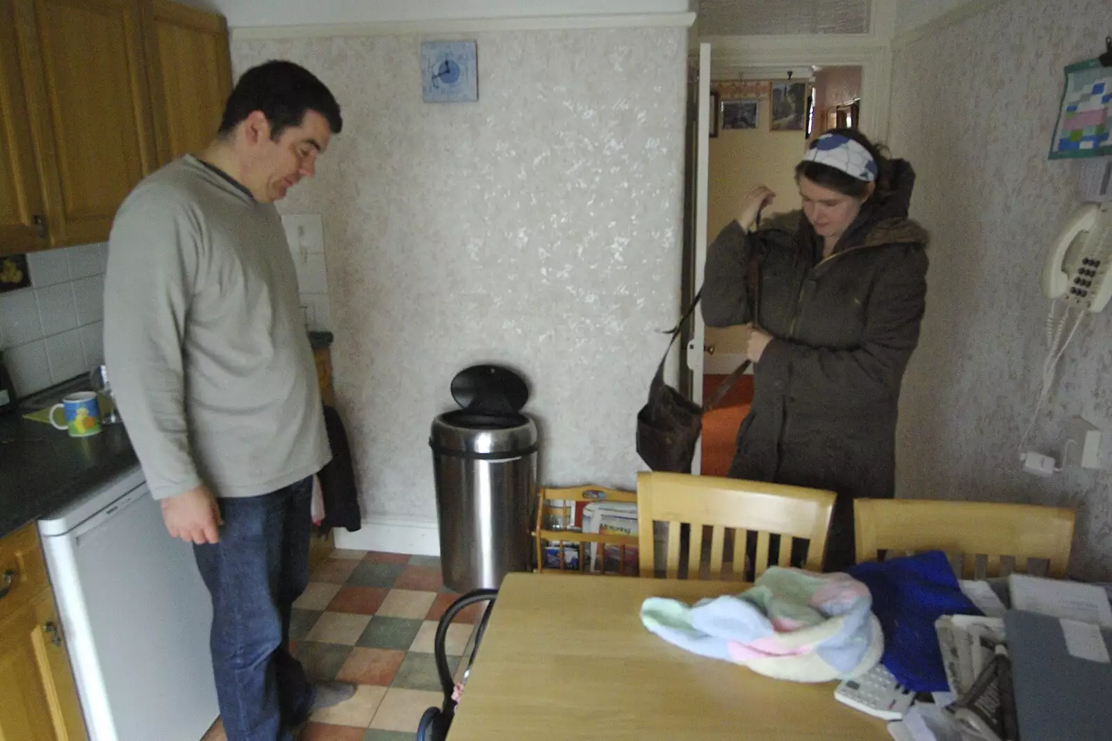 Jon looks at Fred, who's on the floor in his car seat, from A Trip to New Milton and Barton-on-Sea, Hampshire - 27th November 2008