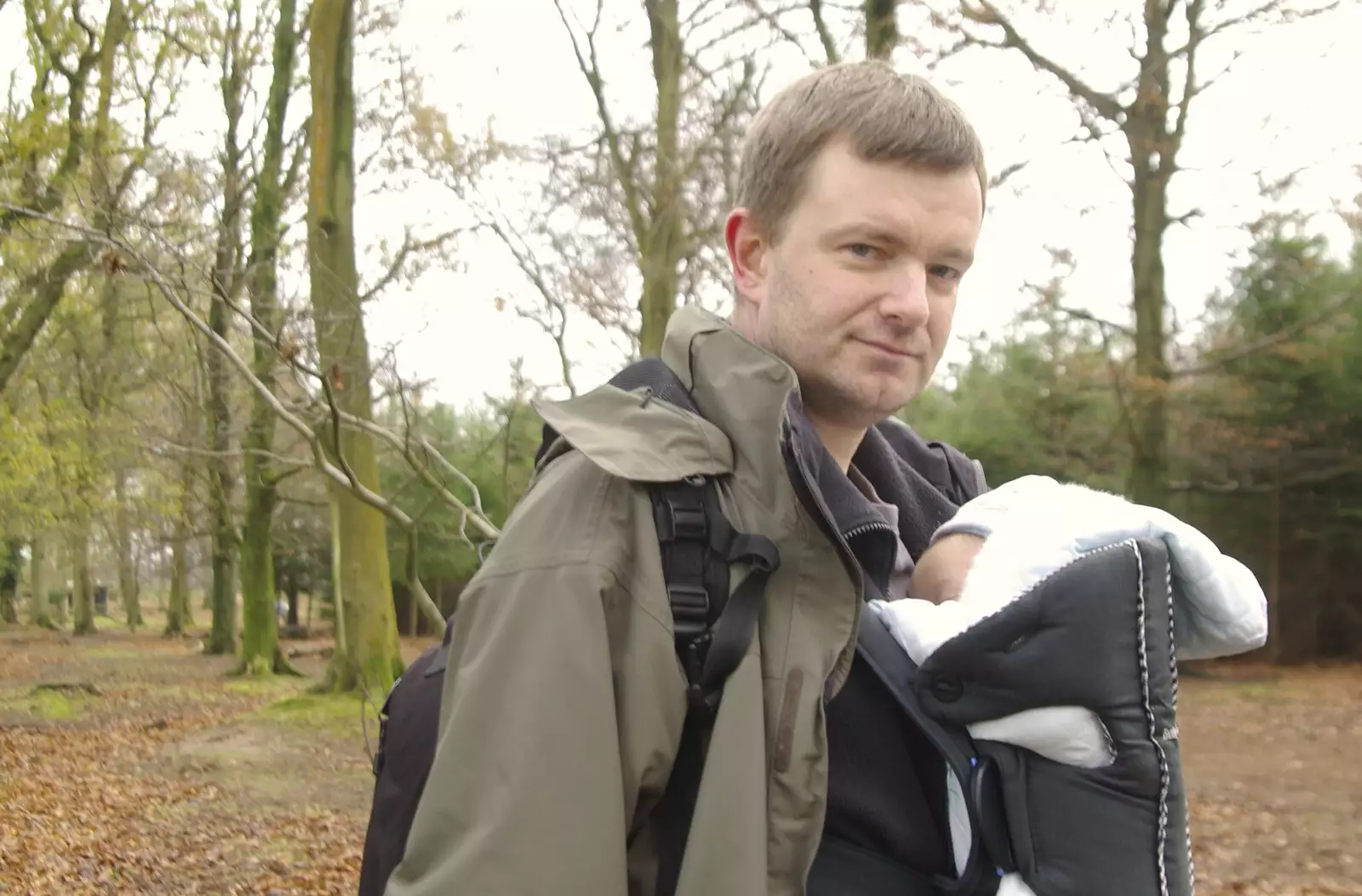 Nosher with Fred in a Baby Björn, from A Walk in the Forest, and Visiting Grandmother, The New Forest, Hampshire - 28th November 2008