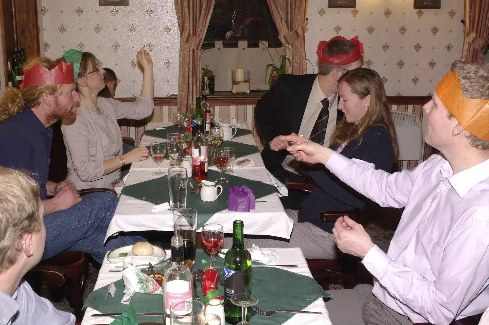 Everyone starts flinging paper planes around, from The BSCC Christmas Dinner, The Swan Inn, Brome, Suffolk - 6th December 2008