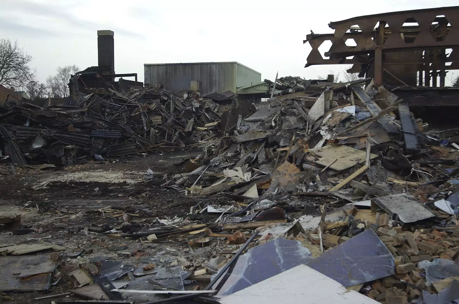 The burnt-out building is demolished, from Kitchens, Carols and Mill Road Dereliction, Cambridge and Brome, Suffolk - 20th December 2008