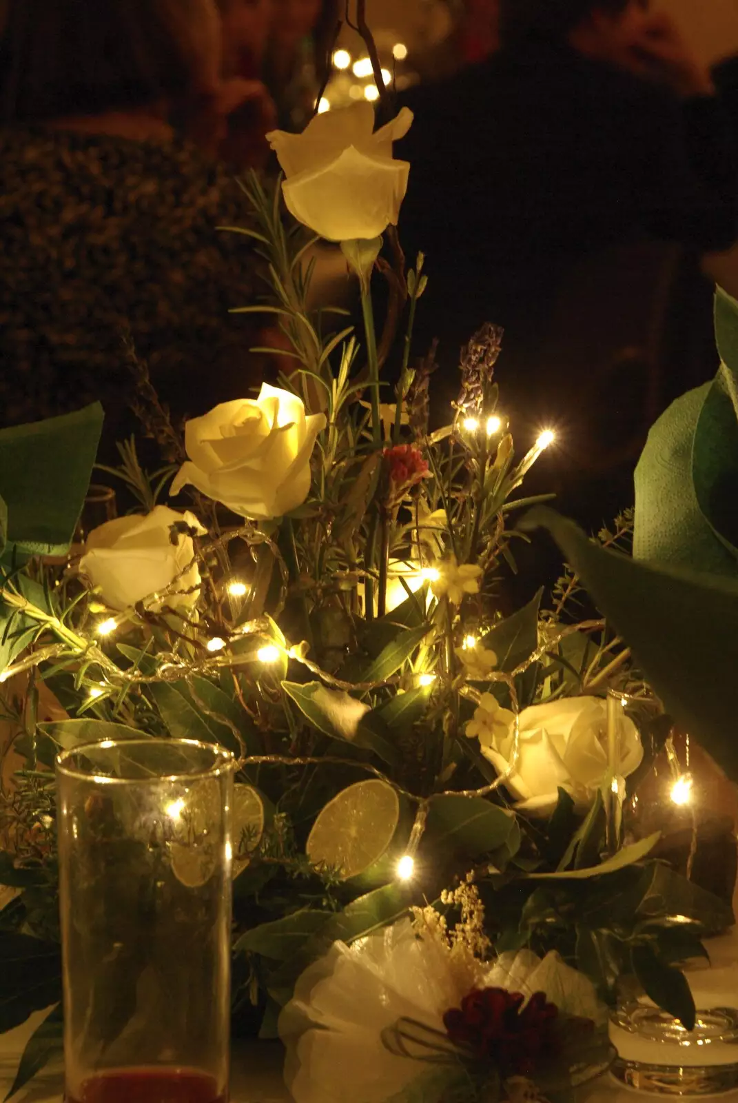 Flowers and fairy lights, from An Oxford Wedding, Iffley, Oxfordshire - 20th December 2008