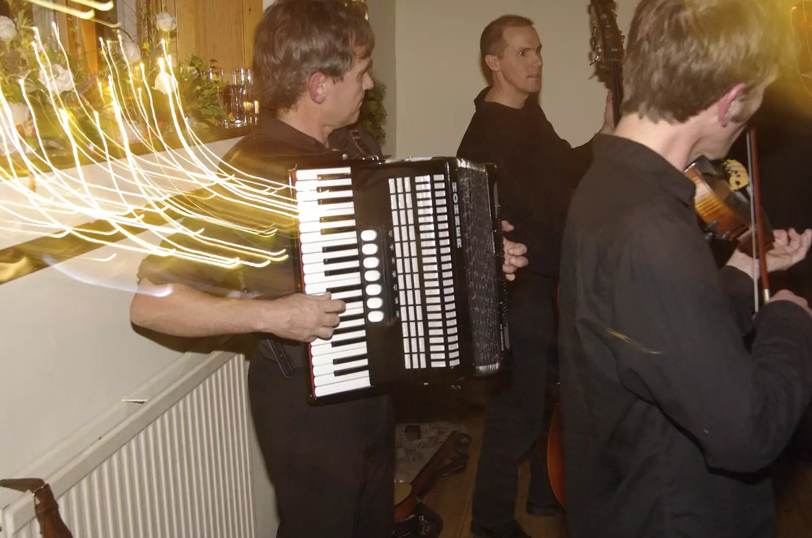 Lights flow out of the accordion, from An Oxford Wedding, Iffley, Oxfordshire - 20th December 2008