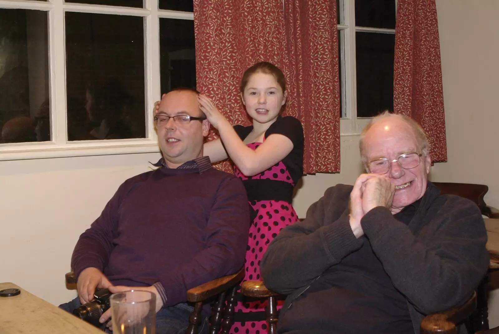 Emily massages Matt's head, from Fred's First Christmas, Brome, Suffolk - 25th December 2008