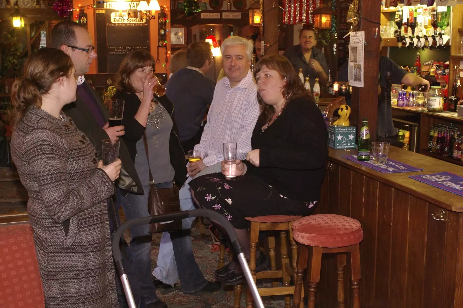 The gang in the pub, from Fred's First Christmas, Brome, Suffolk - 25th December 2008