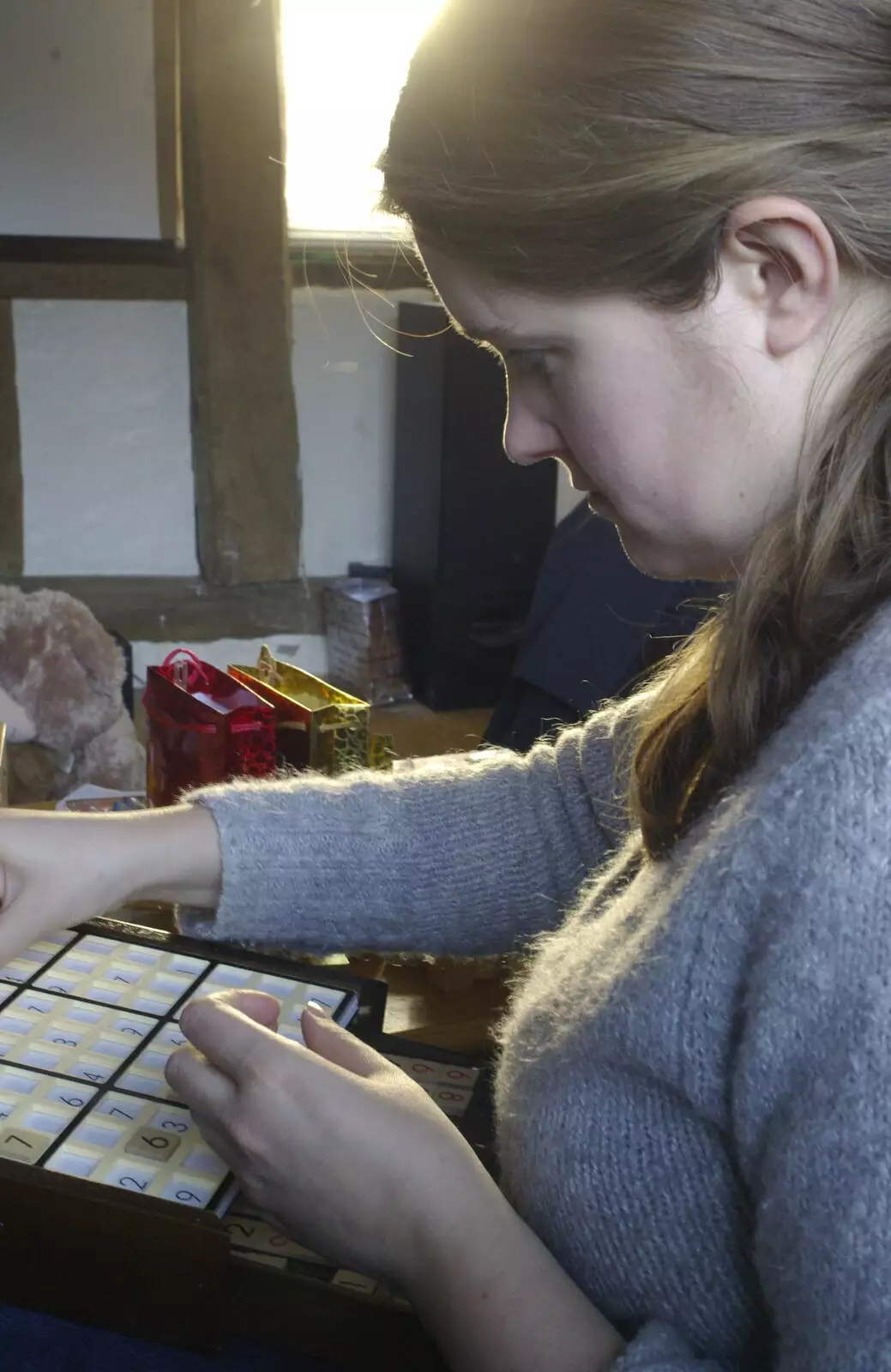 Isobel does some Sudoku, from Fred's First Christmas, Brome, Suffolk - 25th December 2008