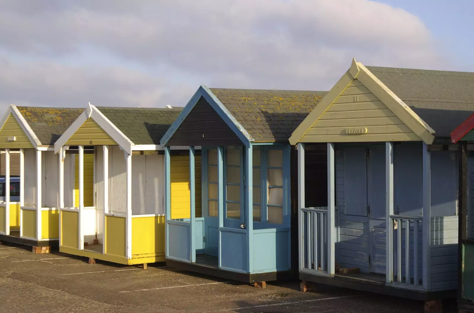 Beach huts in the car park, from To The Coast By Satnav, Southwold, Suffolk - 28th December 2008