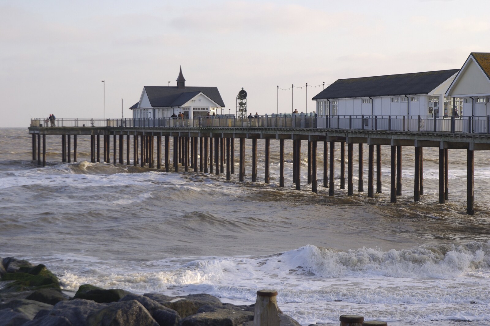 Southwold Pier, and a lively sea from To The Coast By Satnav, Southwold, Suffolk - 28th December 2008