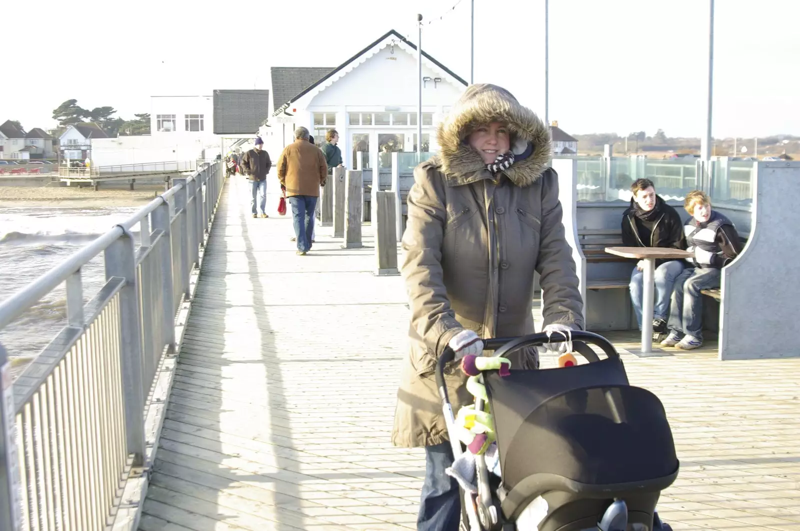 Isobel and Fred on the pier, from To The Coast By Satnav, Southwold, Suffolk - 28th December 2008