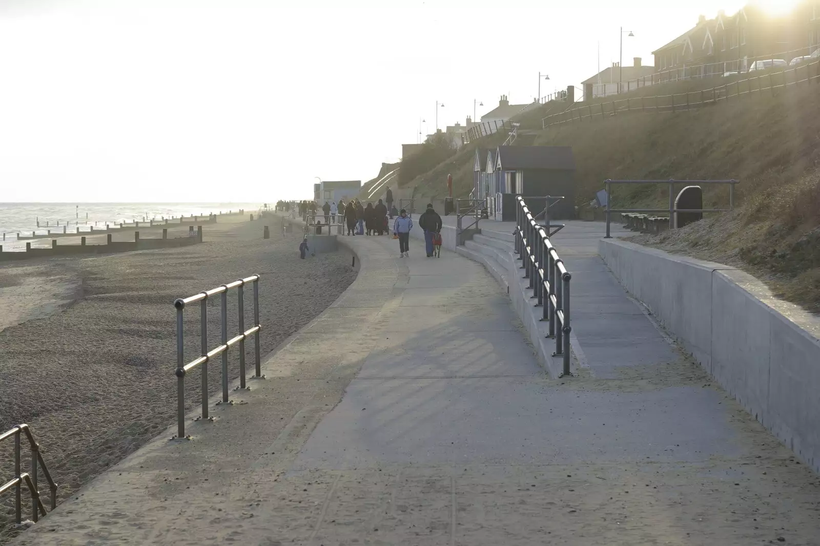 Walkers on the seafront promenade, from To The Coast By Satnav, Southwold, Suffolk - 28th December 2008