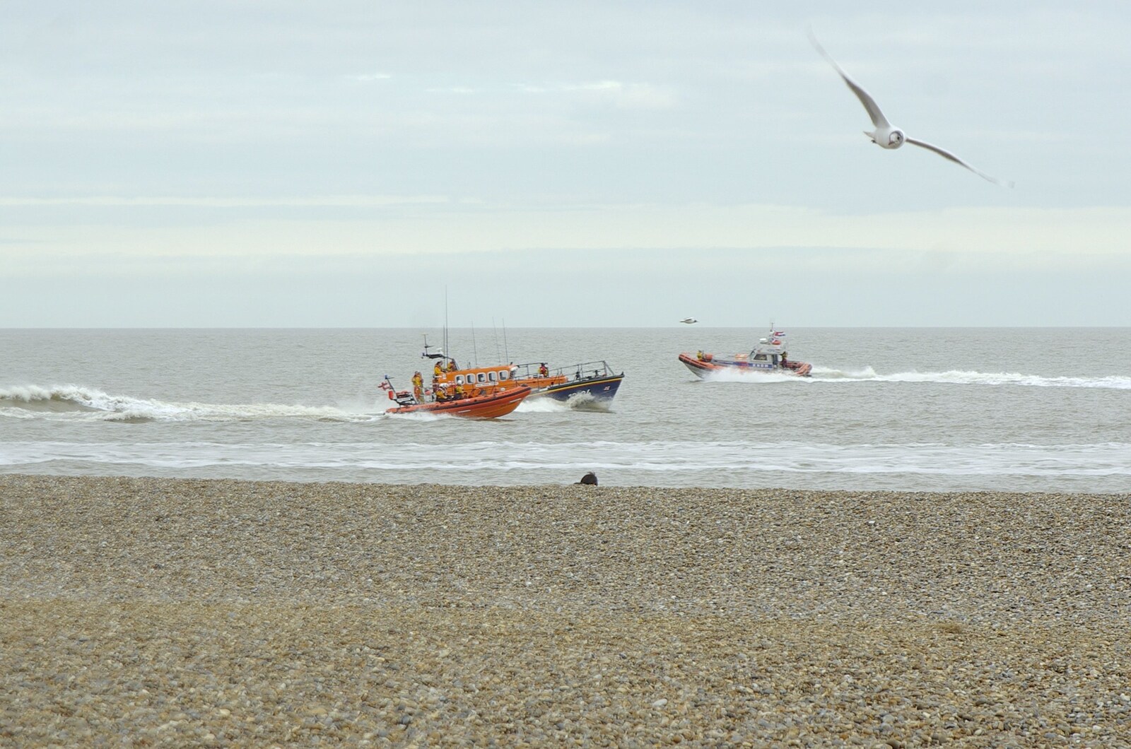 There's some join lifeboat exercise going on from Aldeburgh Lifeboats with The Old Chap, and a Night at Amandines, Diss, Norfolk - 1st March 2009
