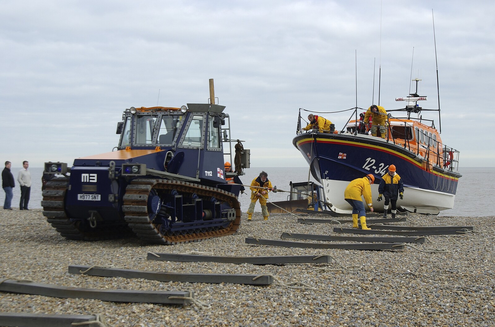 A tractor pulls the lifeboat in from Aldeburgh Lifeboats with The Old Chap, and a Night at Amandines, Diss, Norfolk - 1st March 2009