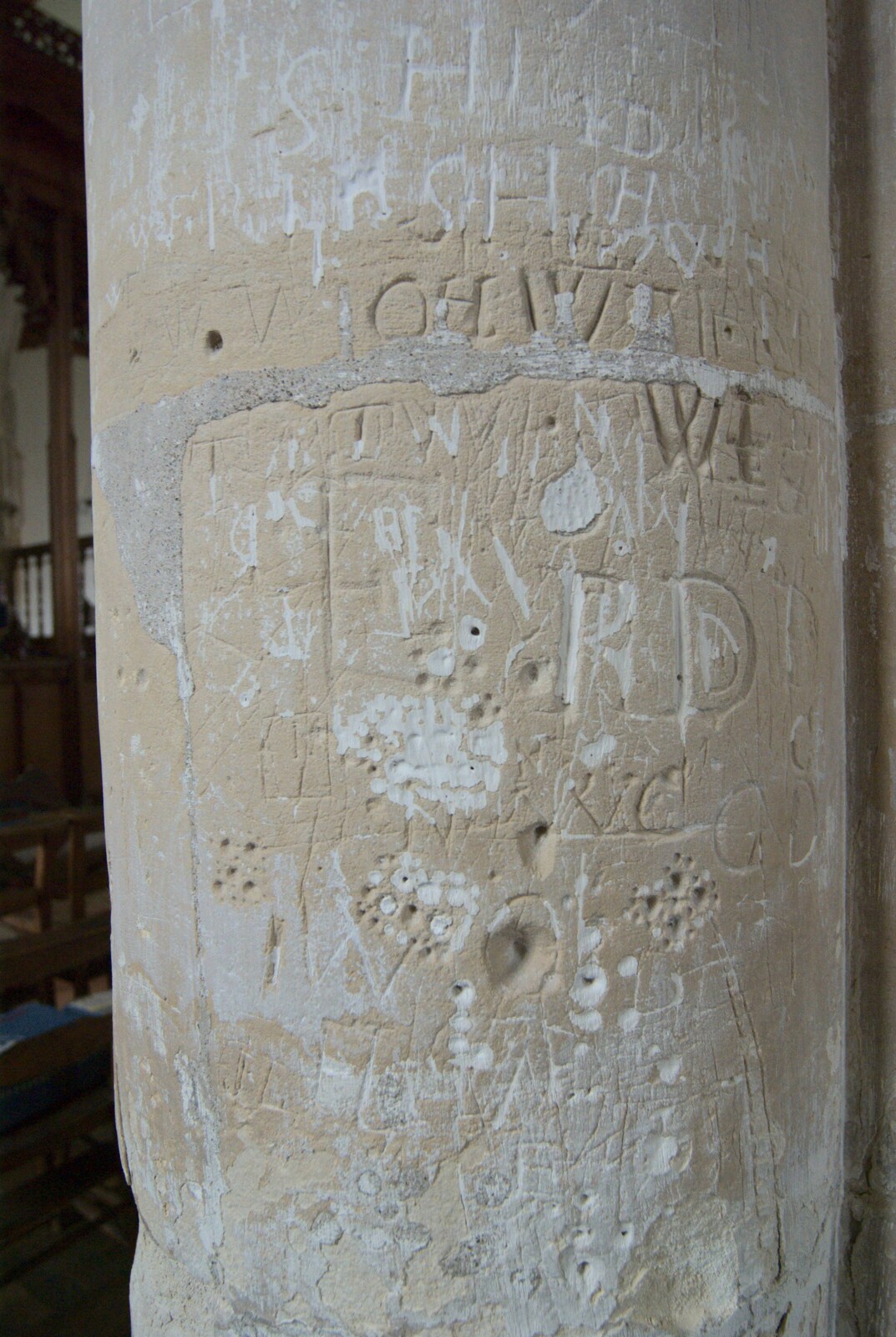 One of the church pillars is a bit 'used' from A Trip to Orford Castle, Suffolk - 14th March 2009