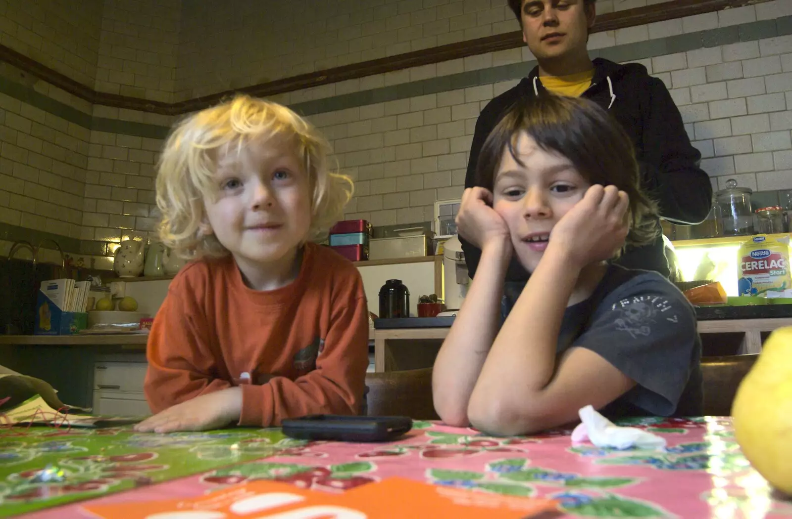 Kai and Natan in the kitchen, from A Day Trip to Brussels, Belgium - 5th April 2009