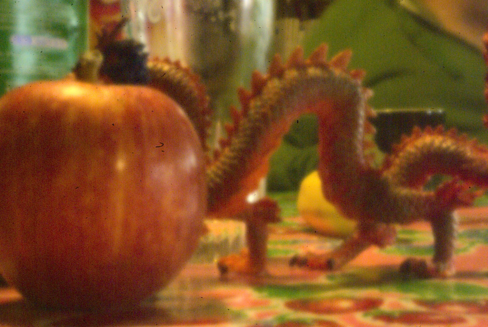 A pinhole camera shot of an apple and a Chinese dragon from A Day Trip to Brussels, Belgium - 5th April 2009