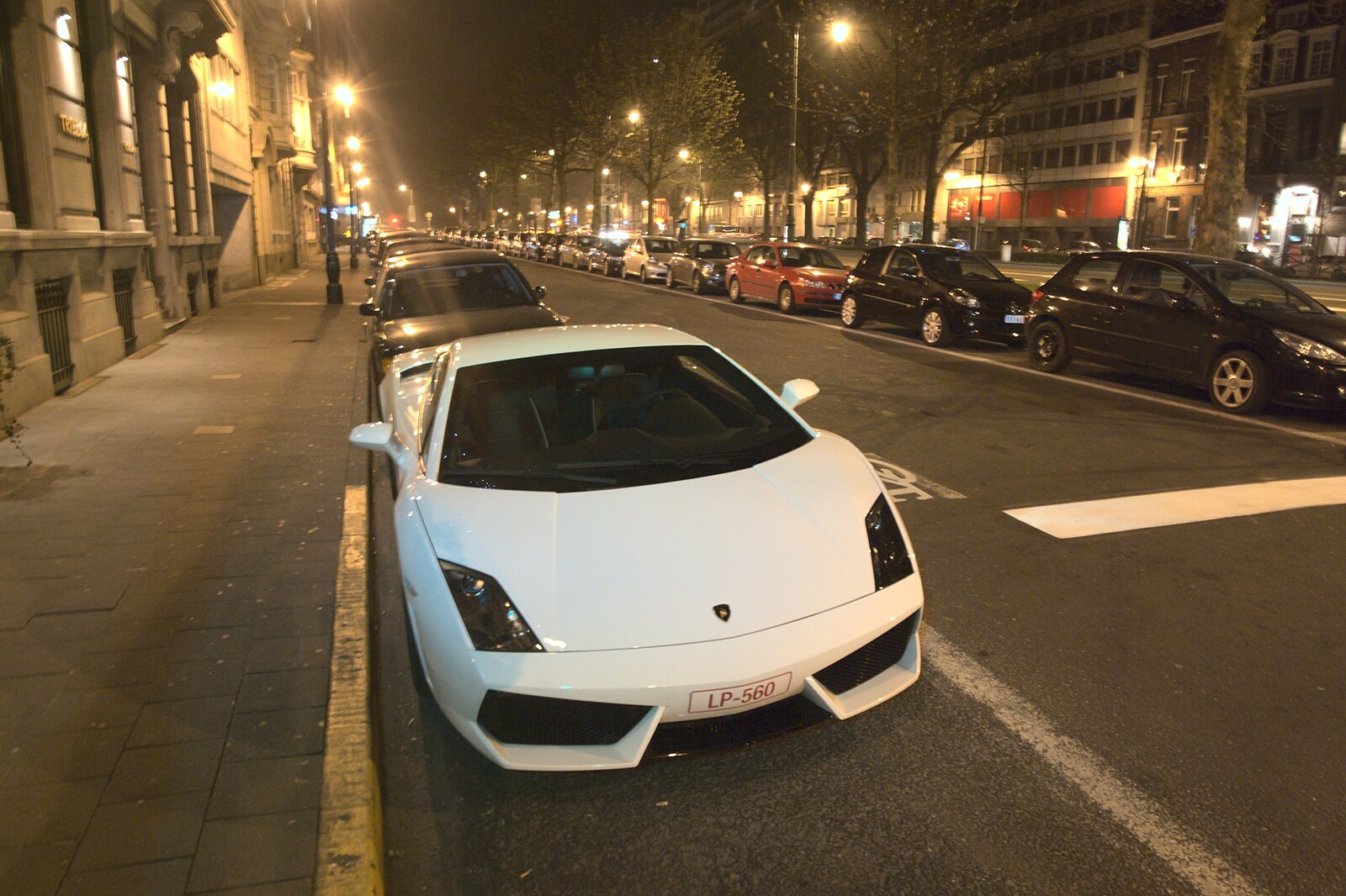 A Lambourghini waits outside a restaurant from A Day Trip to Brussels, Belgium - 5th April 2009