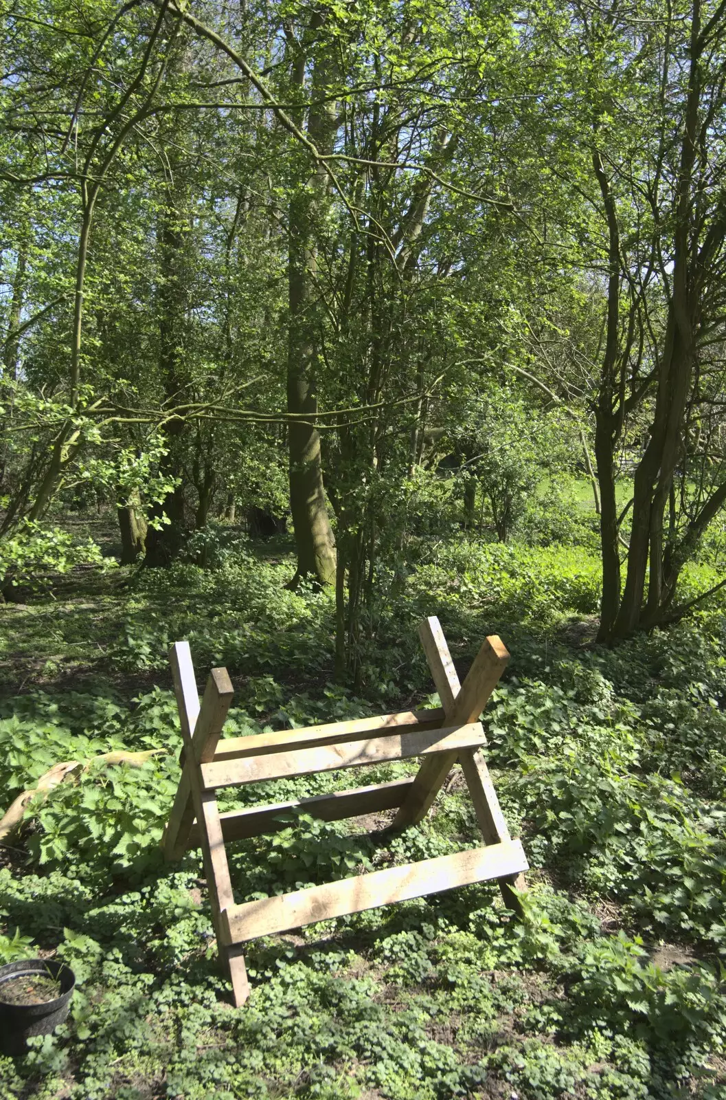 A saw horse in the woods, from Lunch With Wavy and Martina, Brome, Suffolk - 18th April 2009