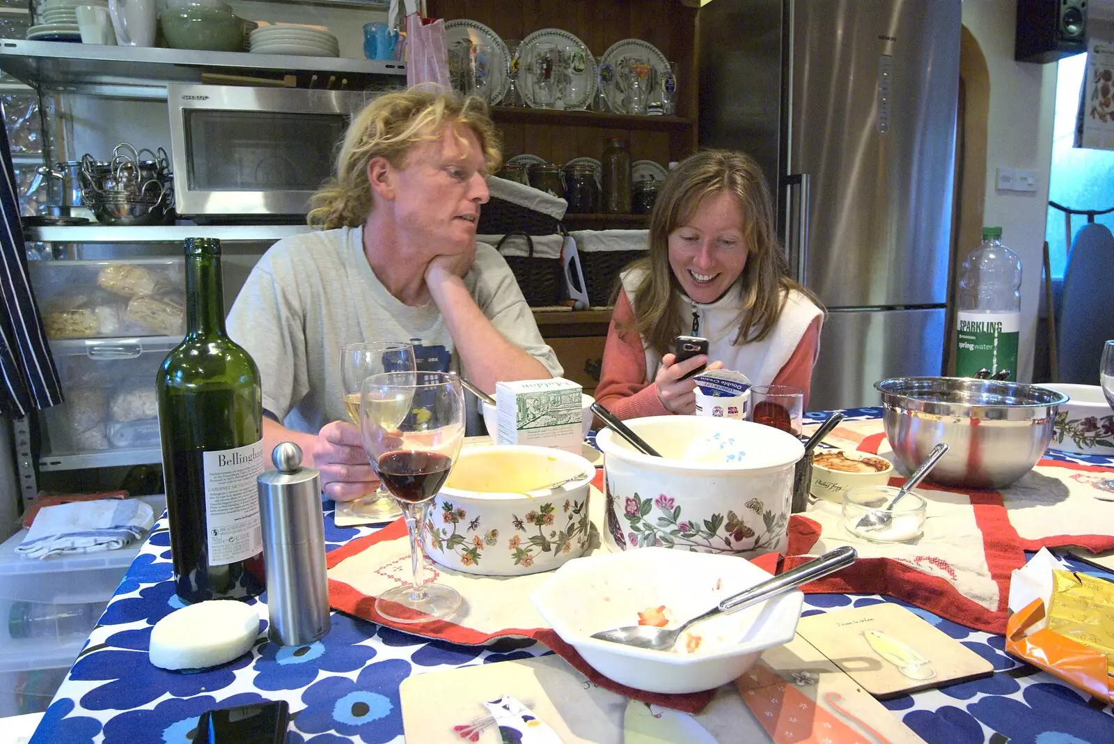 Martina checks her phone, from Lunch With Wavy and Martina, Brome, Suffolk - 18th April 2009