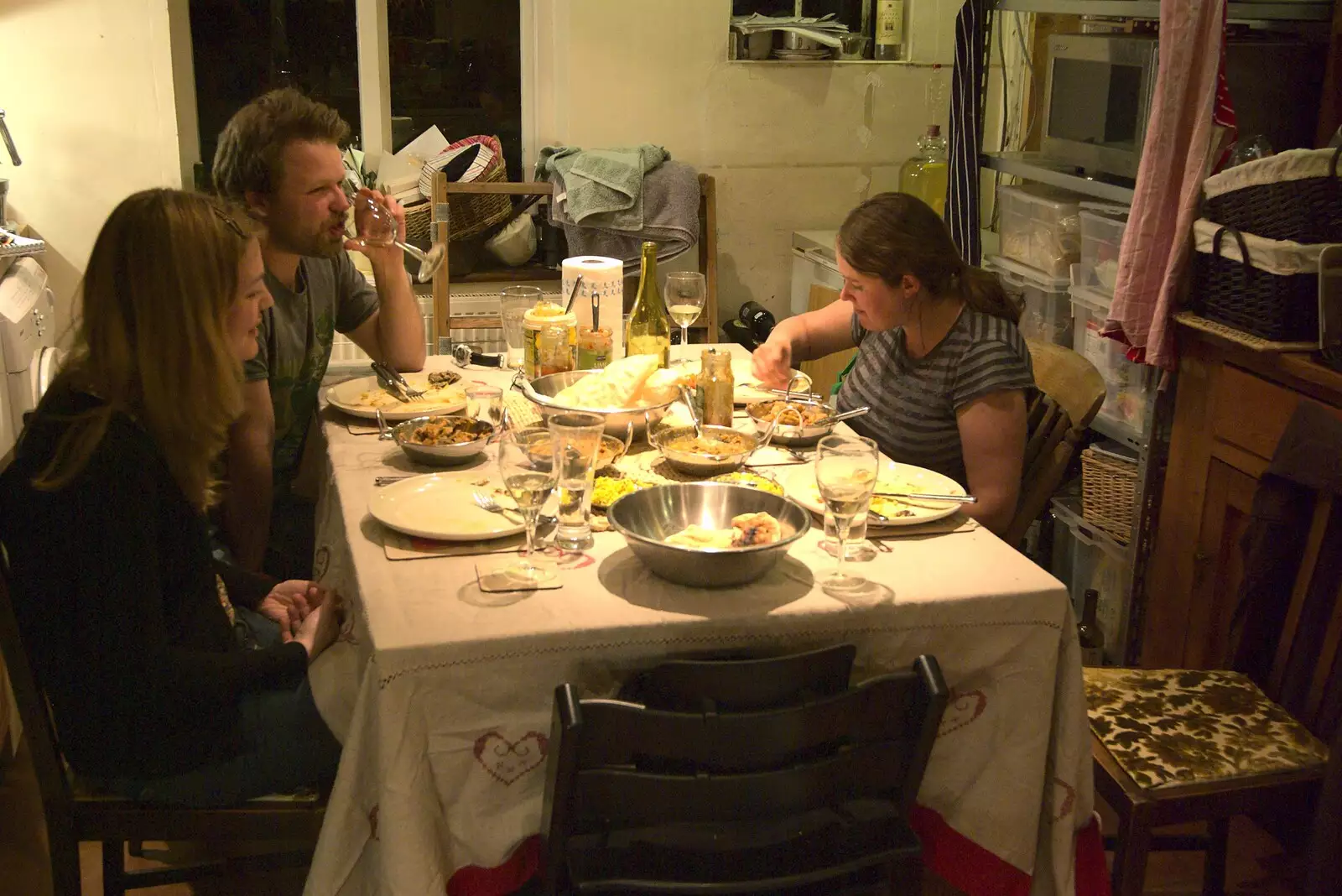 Around the table for curry, from A Visit from Rachel and Sam, Brome, Suffolk - 26th April 2009