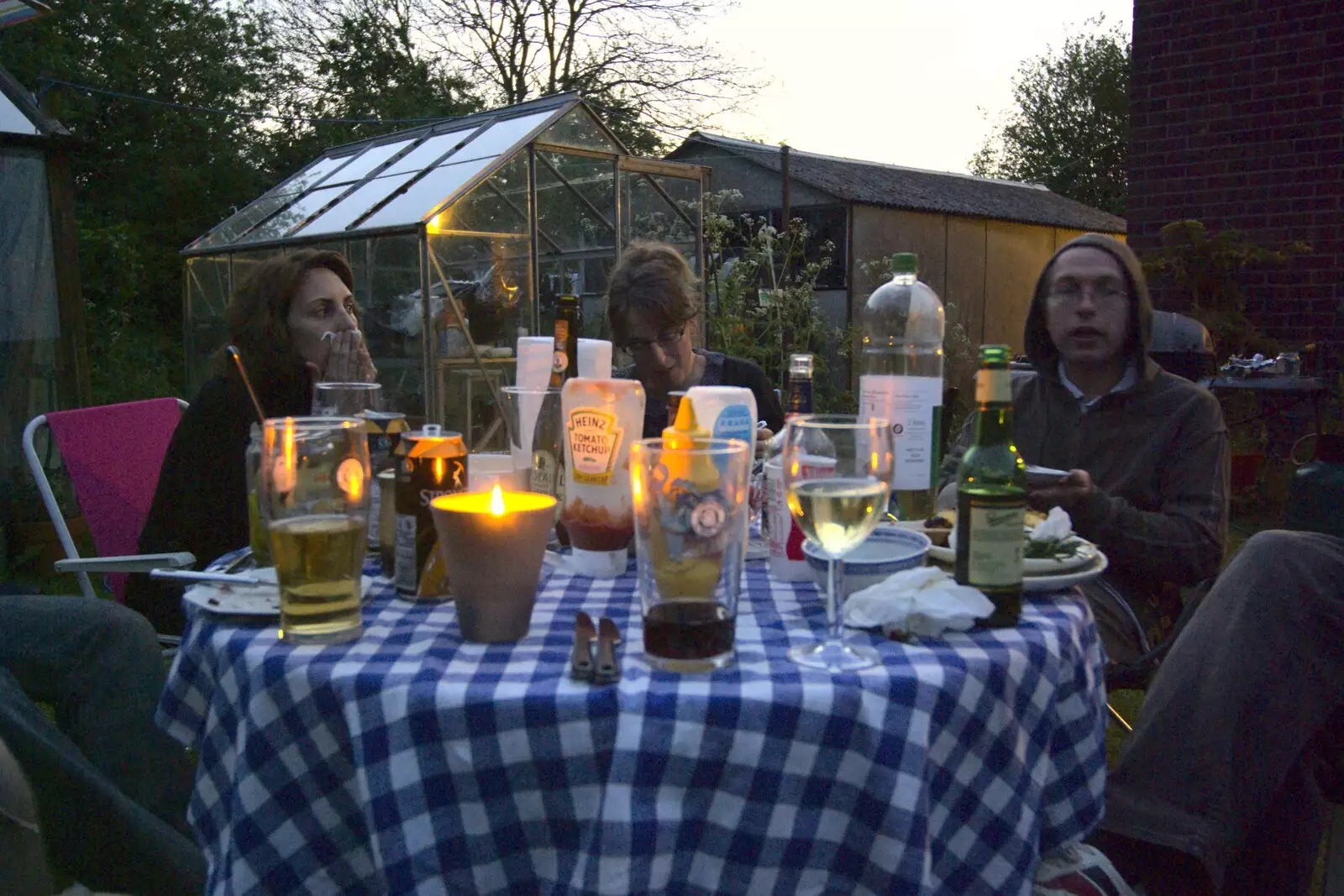 Hoodies on in the chilly evening, from The BSCC at Bressingham Chequers, and a Garden Barbeque, Brome, Suffolk - 2nd May 2009