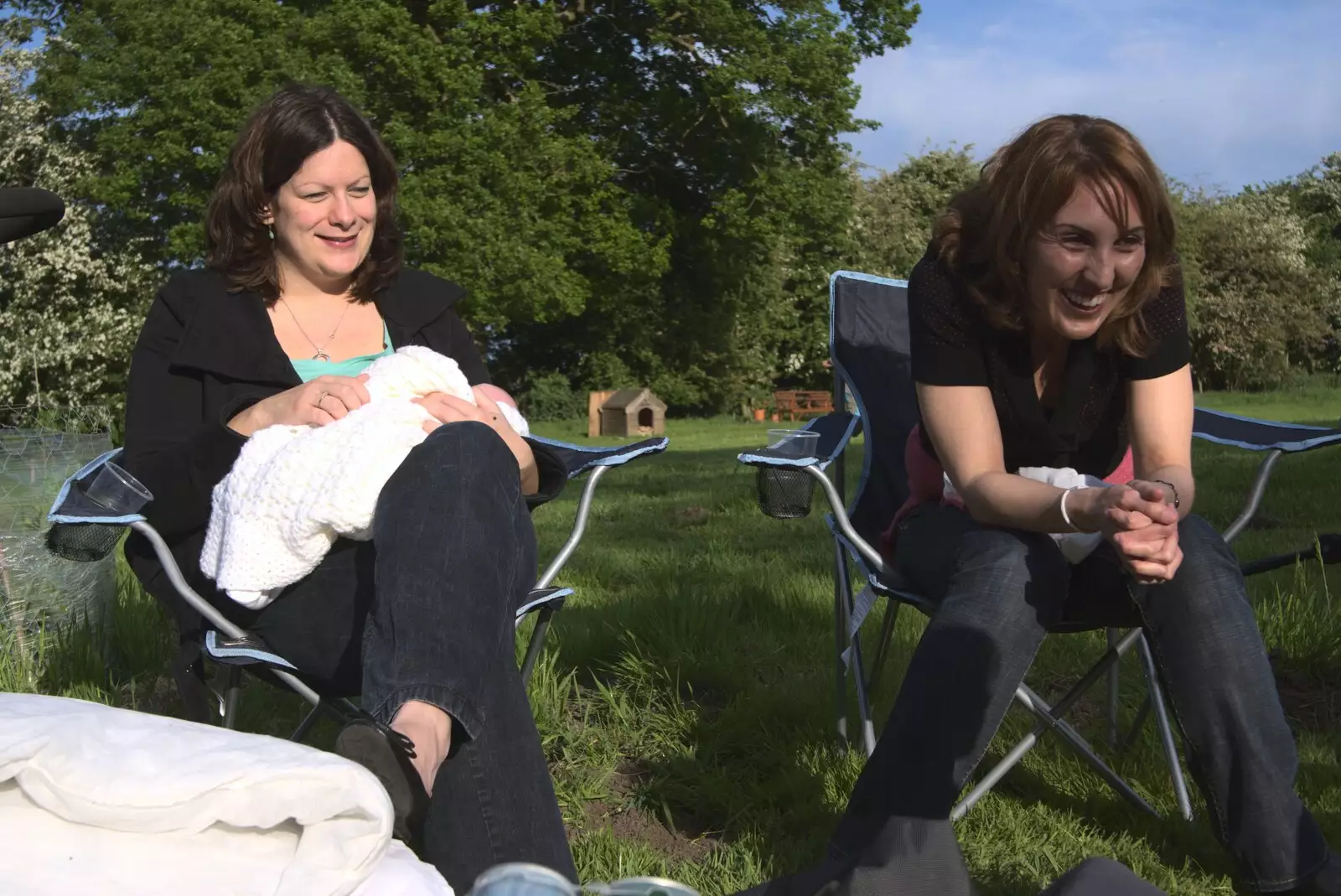 Clare and Carmen in Wavy's field, from Martina's Birthday Barbeque, Thrandeston, Suffolk - 23rd May 2009