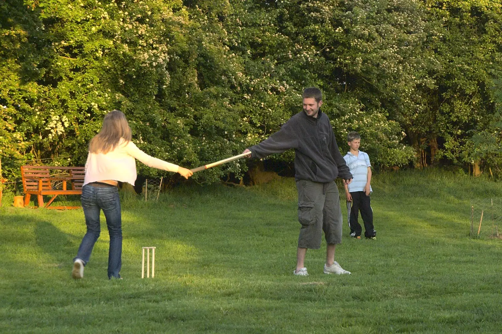 The Boy Phil hands over the bat, from Martina's Birthday Barbeque, Thrandeston, Suffolk - 23rd May 2009