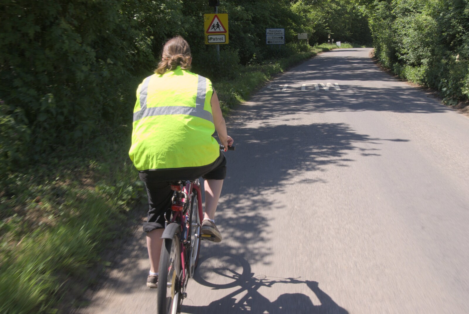 Isobel on the road to Thornham Walks from Summer Bike Rides, Thornham Magna, Suffolk - 1st June 2009