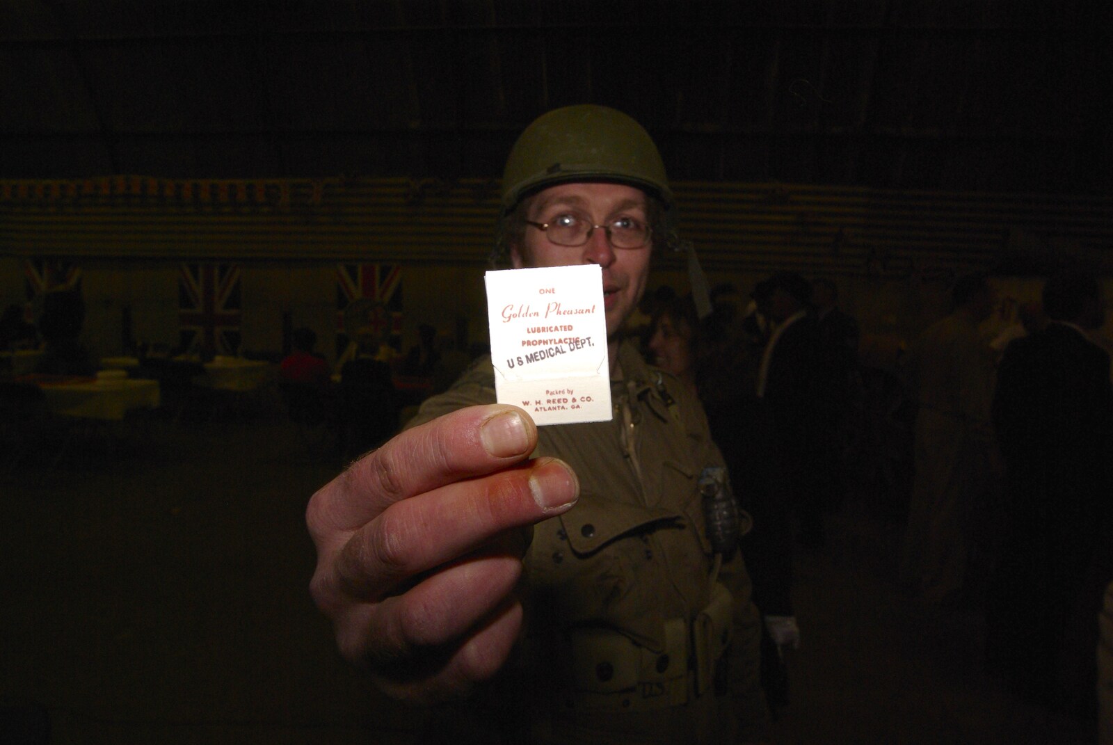 Marc's got a replica condom from The Debach Airfield 1940s Dance, Debach, Suffolk - 6th June 2009