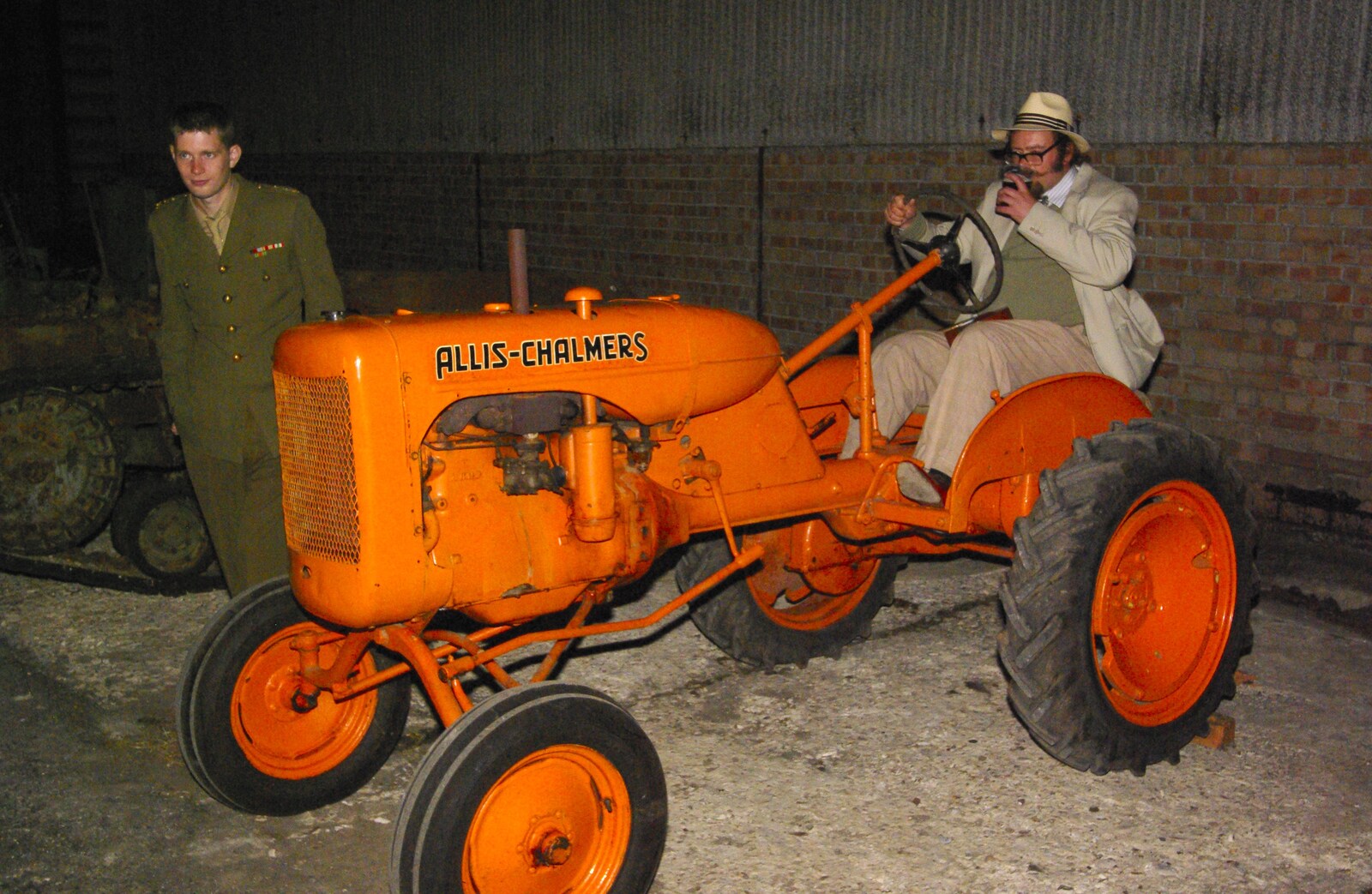 Noddy sits on an Allis-Chalmers tractor from The Debach Airfield 1940s Dance, Debach, Suffolk - 6th June 2009
