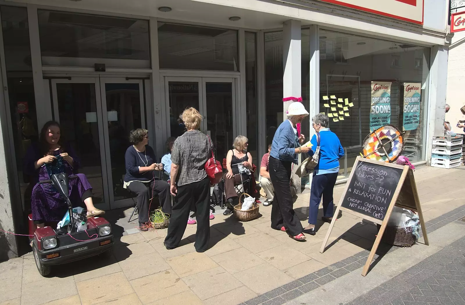 Knitters outside Woolies, from A June Miscellany: The End of Days, and Al Leaves Taptu, Diss and Cambridge - 13th June 2009