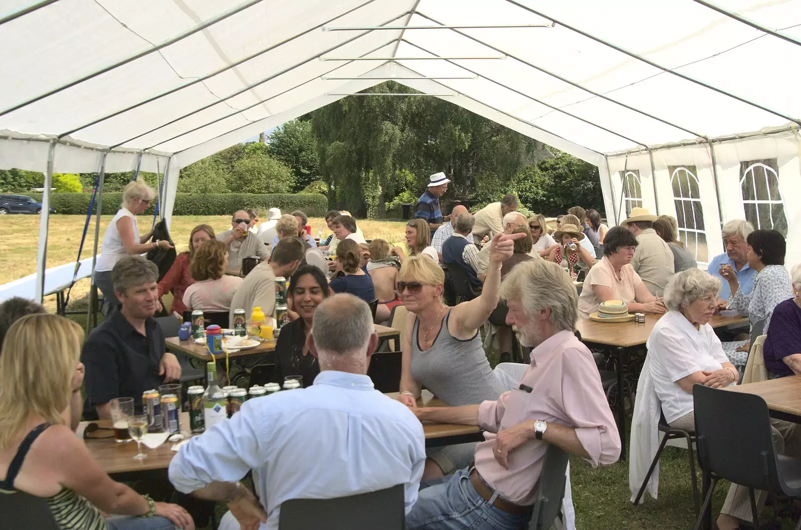 The marquee is packed, from Thrandeston Pig: A Hog Roast, Little Green, Thrandeston, Suffolk - 29th June 2009