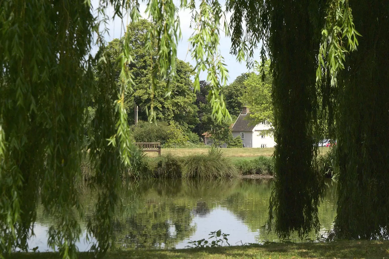 The view across the pond, from Thrandeston Pig: A Hog Roast, Little Green, Thrandeston, Suffolk - 29th June 2009