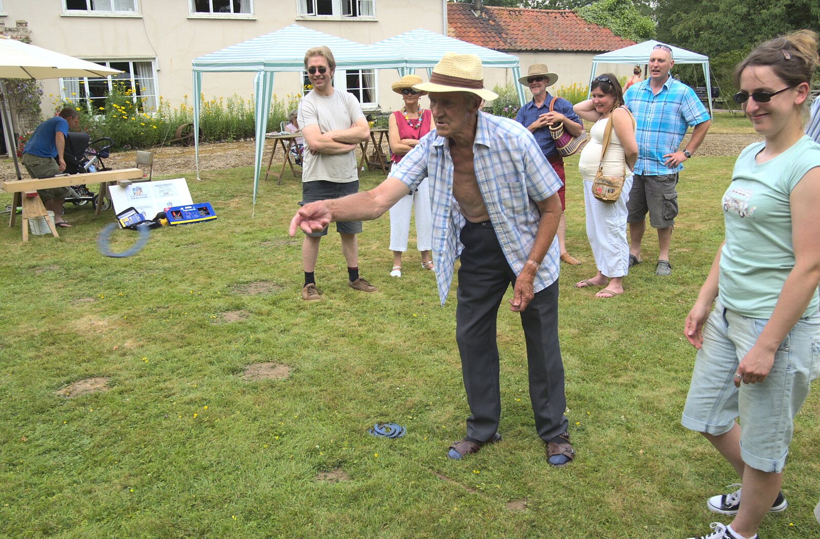 Alfie throws some horseshoes from The Brome Village Fête, Brome, Suffolk - 4th July 2009