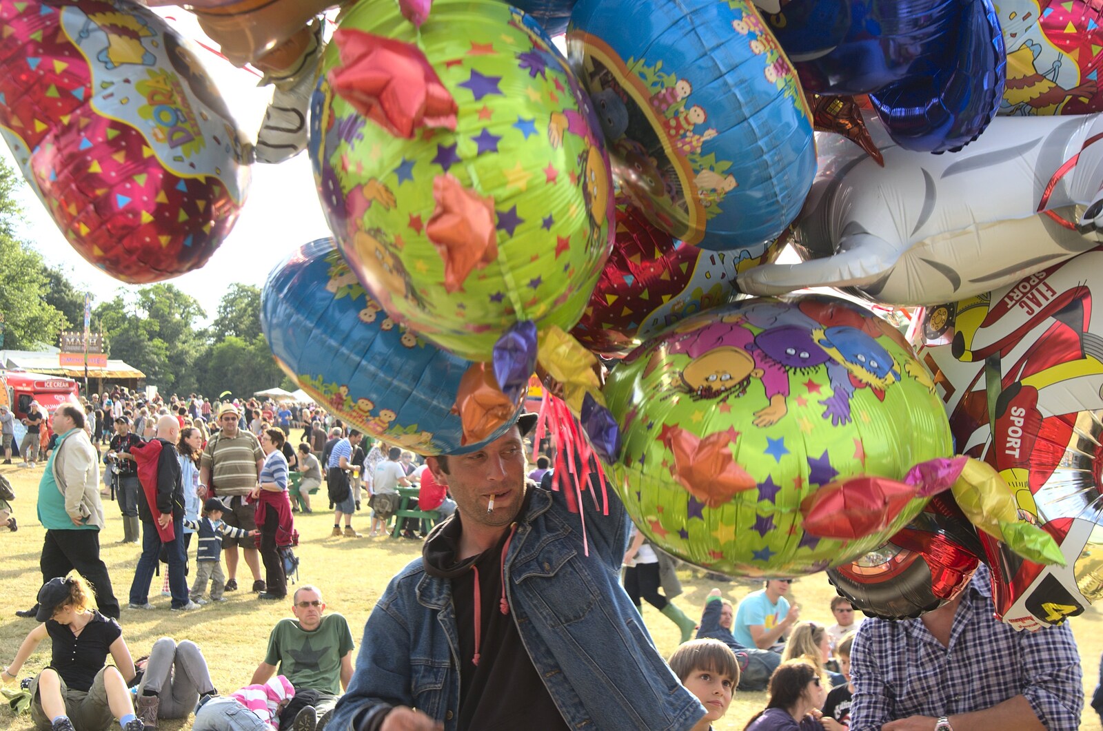 A balloon seller with a fag on from The Latitude Festival, Henham Park, Suffolk - 20th July 2009