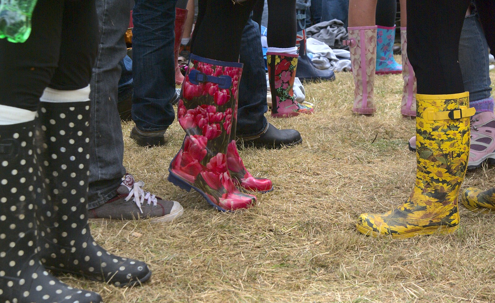 A collection of welly boots from The Latitude Festival, Henham Park, Suffolk - 20th July 2009