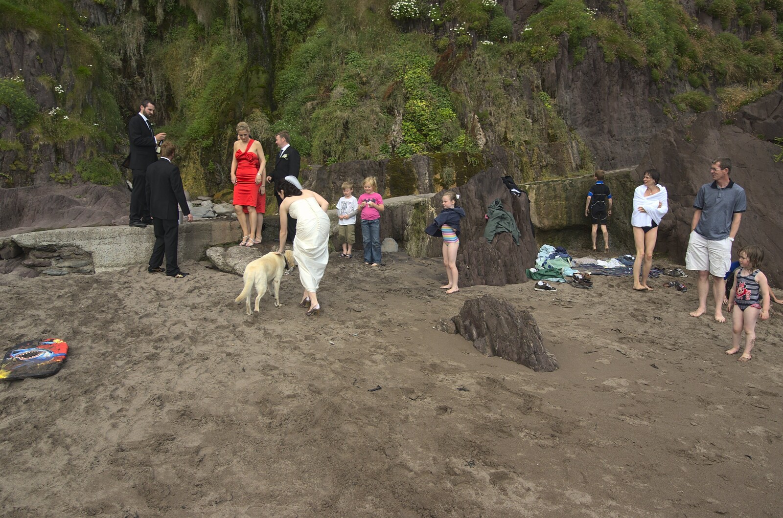 Some of the other beachgoers are bemused by it all from Julie and Cameron's Wedding, Ballintaggart House, Dingle - 24th July 2009