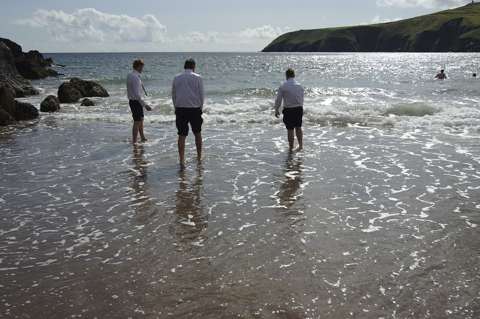 The lads go for a paddle from Julie and Cameron's Wedding, Ballintaggart House, Dingle - 24th July 2009