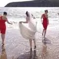 Julie and the bridesmaids get their feet wet, Julie and Cameron's Wedding, Ballintaggart House, Dingle - 24th July 2009