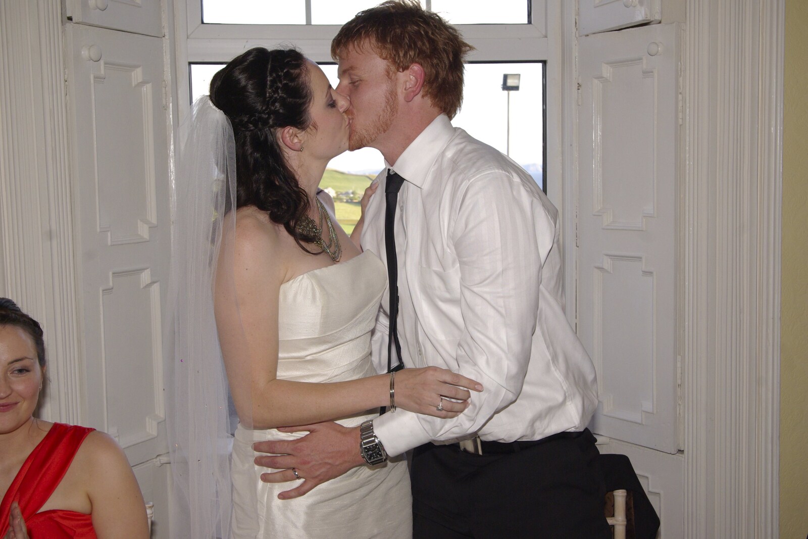 Julie and Cameron get a snog in from Julie and Cameron's Wedding, Ballintaggart House, Dingle - 24th July 2009