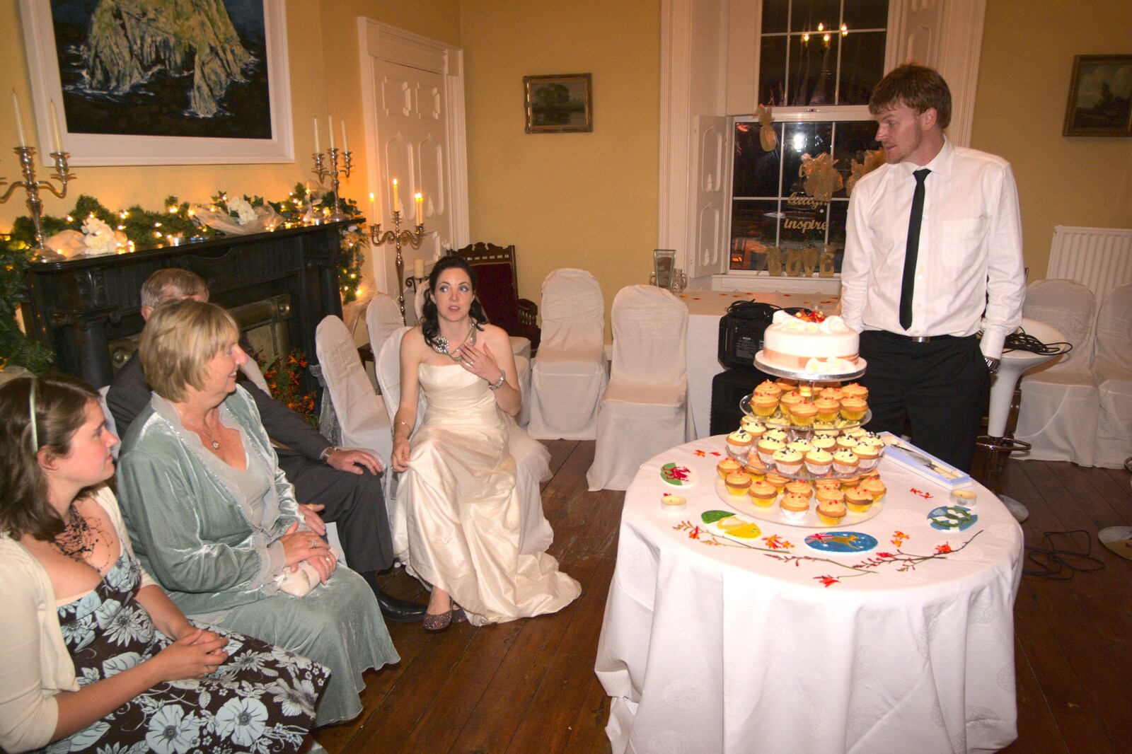 Cameron lurks by the cake from Julie and Cameron's Wedding, Ballintaggart House, Dingle - 24th July 2009