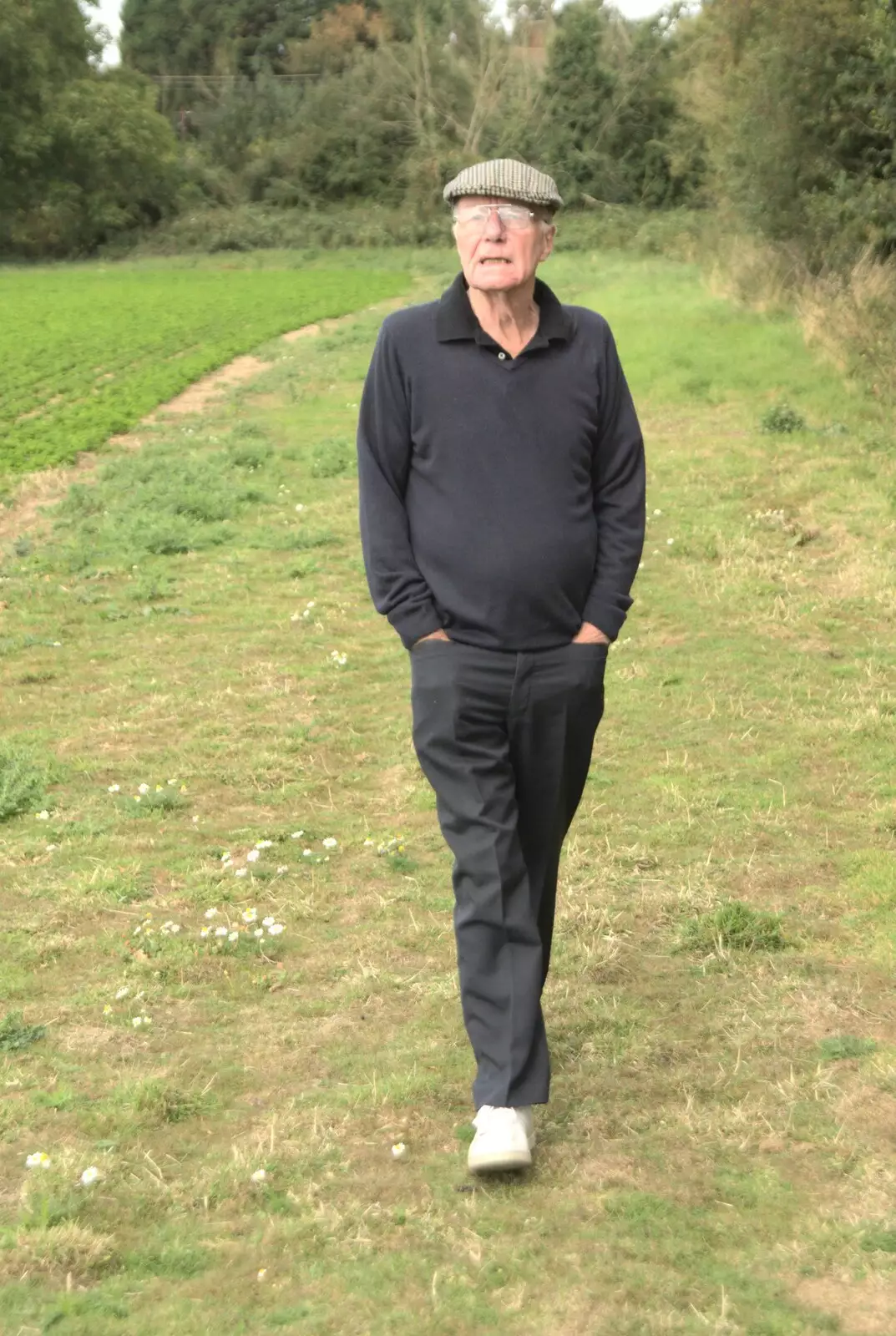 The Old Man walks the fields, from Emily and The Old Chap Visit, Brome, Suffolk - 29th August 2009