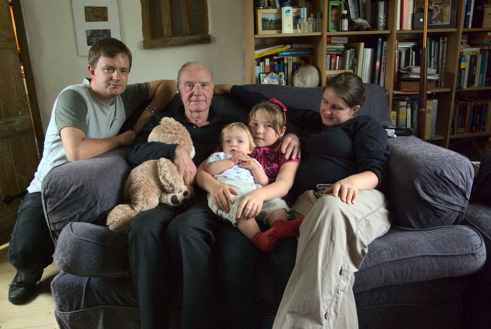 A self-timer family photo from Emily and The Old Chap Visit, Brome, Suffolk - 29th August 2009