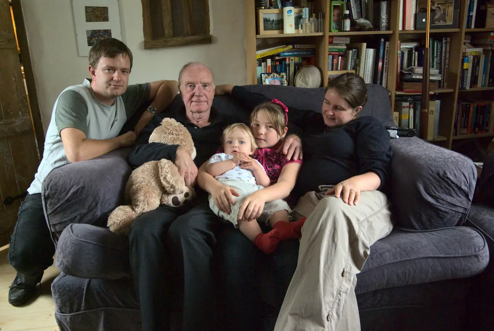 A self-timer family photo, from Emily and The Old Chap Visit, Brome, Suffolk - 29th August 2009