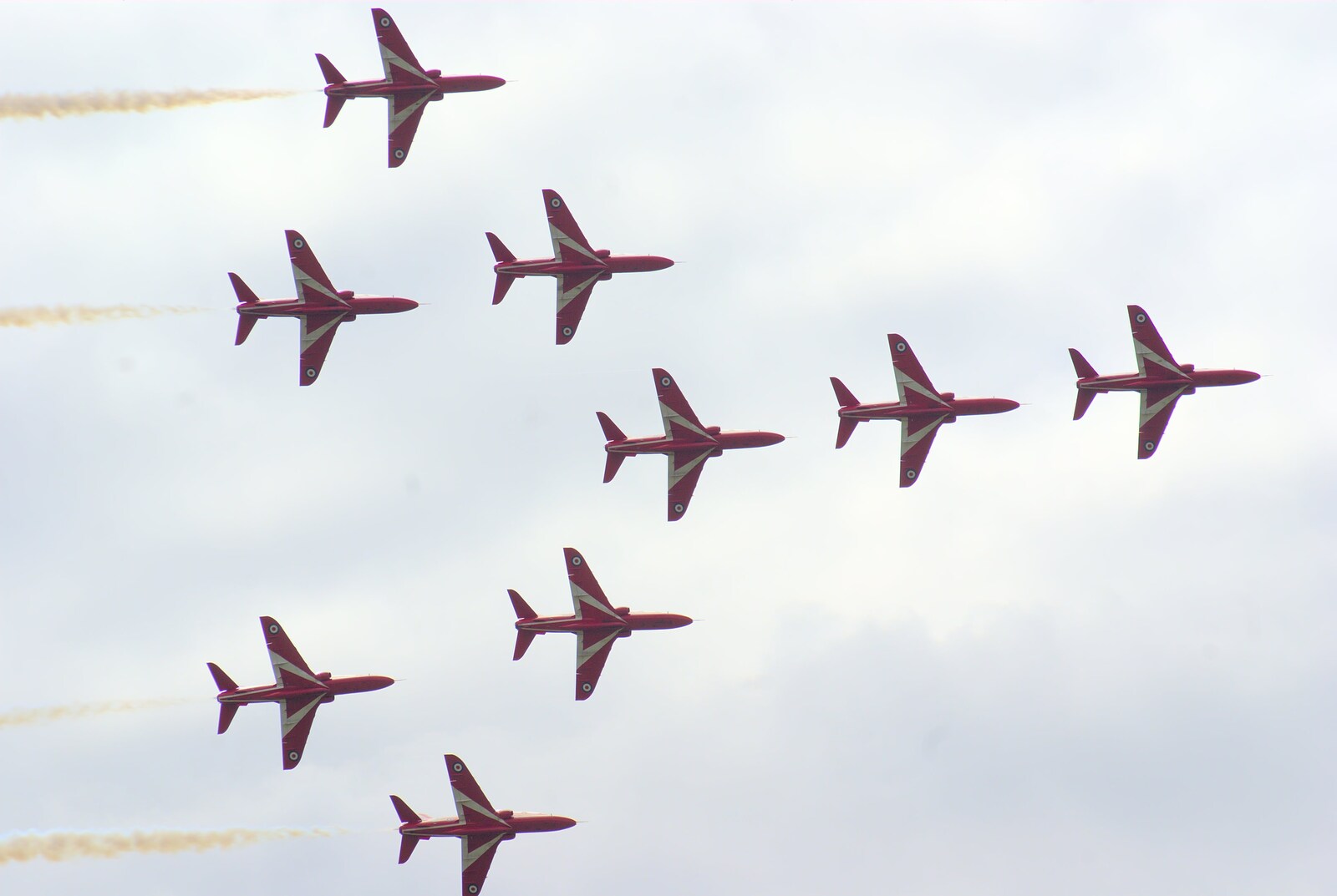 The Red Arrows in Concorde formation from The Eye Show and the Red Arrows, Palgrave, Suffolk - 31st August 2009