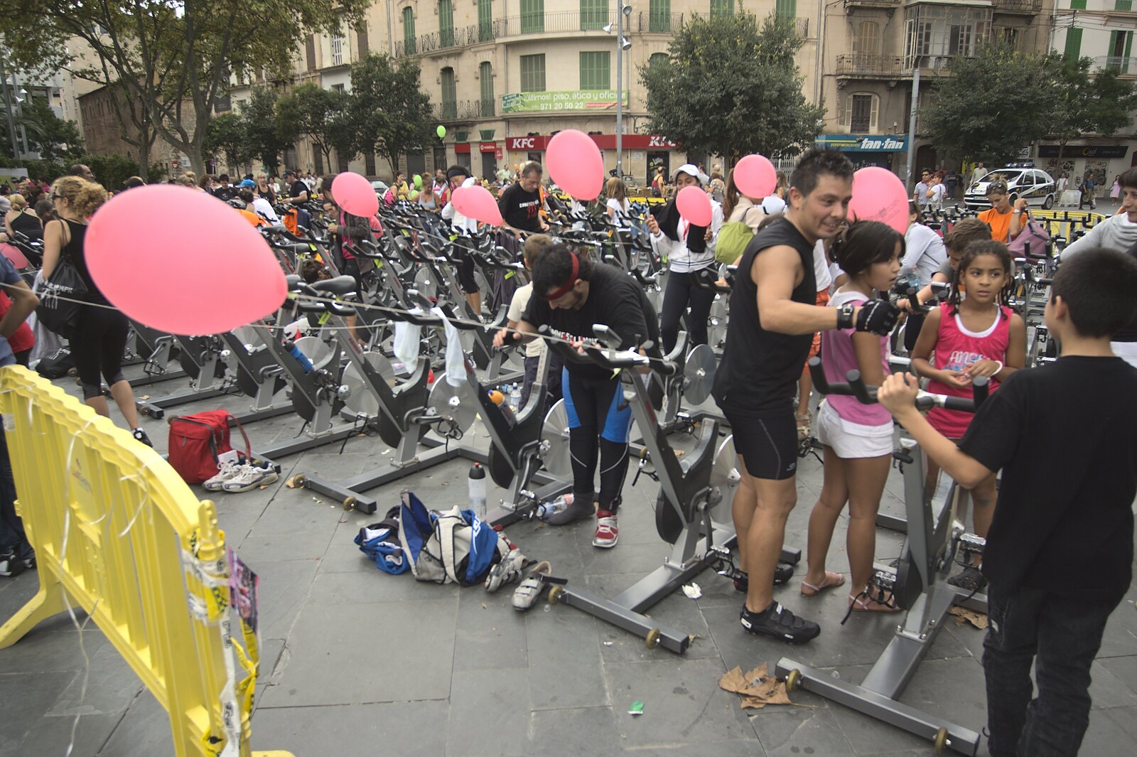 In Palma, a massed exercise bike-a-thon finishes from A Postcard From Palmanova, Mallorca, Spain - 21st September 2009