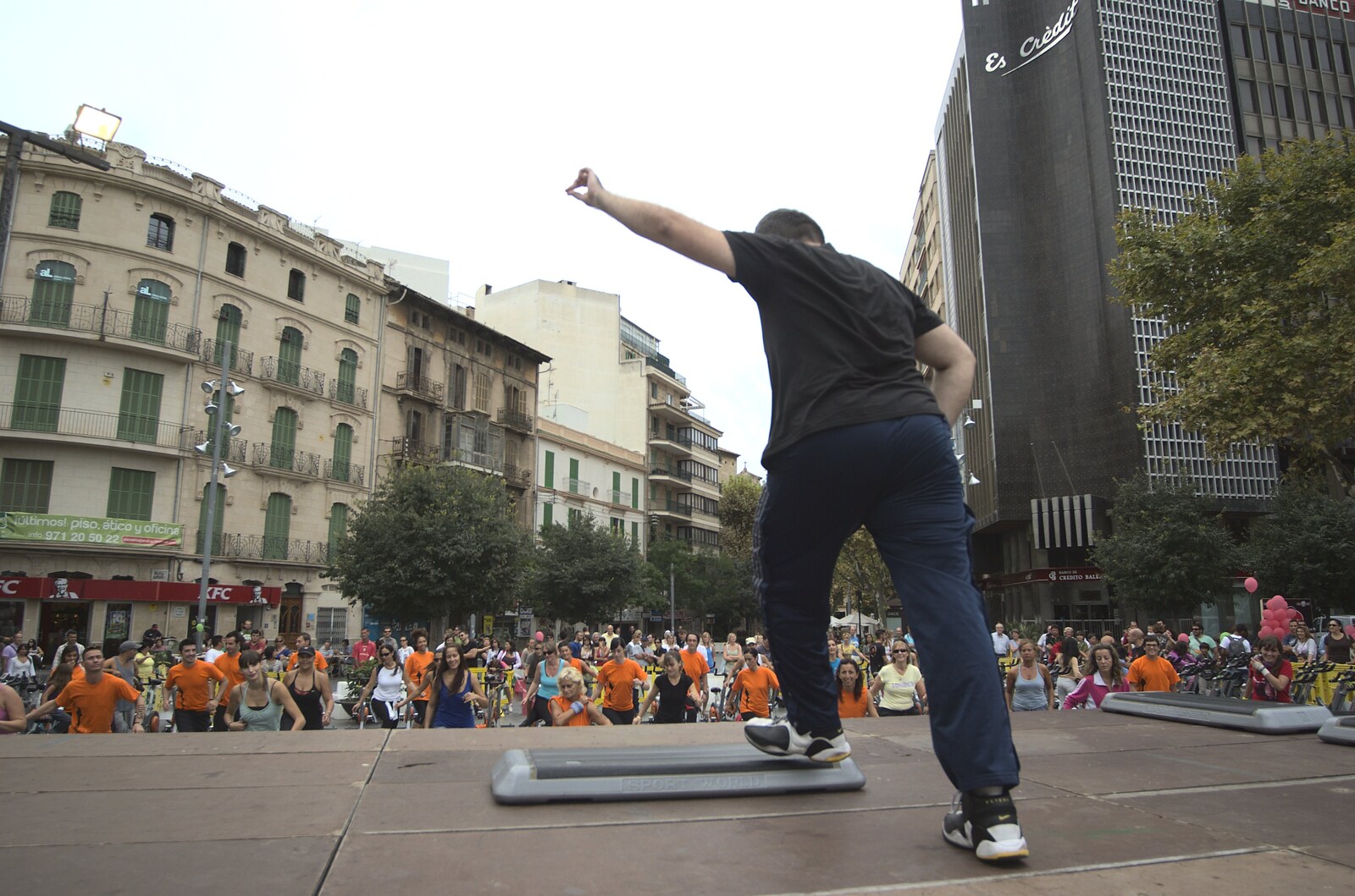 Some dude runs a step aerobics class from A Postcard From Palmanova, Mallorca, Spain - 21st September 2009