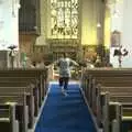 Isobel wanders around inside Oakley church, October Miscellany: A Ride to Oakley Church - 4th October 2009