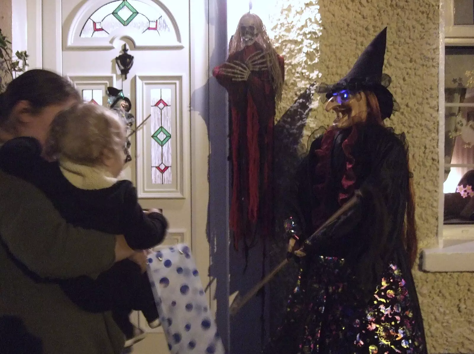 Scary stuff at a front door, from A Trip to Evelyn and Louise's, Monkstown Farm, County Dublin, Ireland - October 25th 2009