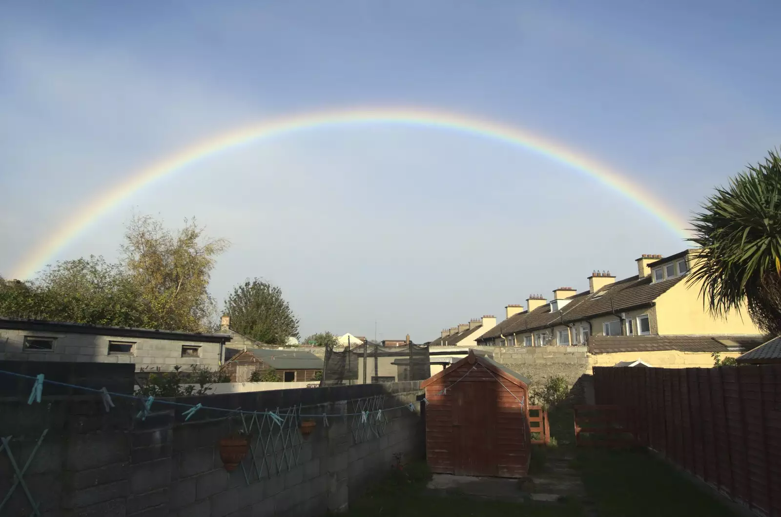 A fuzzy double rainbow over Monkstown, from A Trip to Evelyn and Louise's, Monkstown Farm, County Dublin, Ireland - October 25th 2009